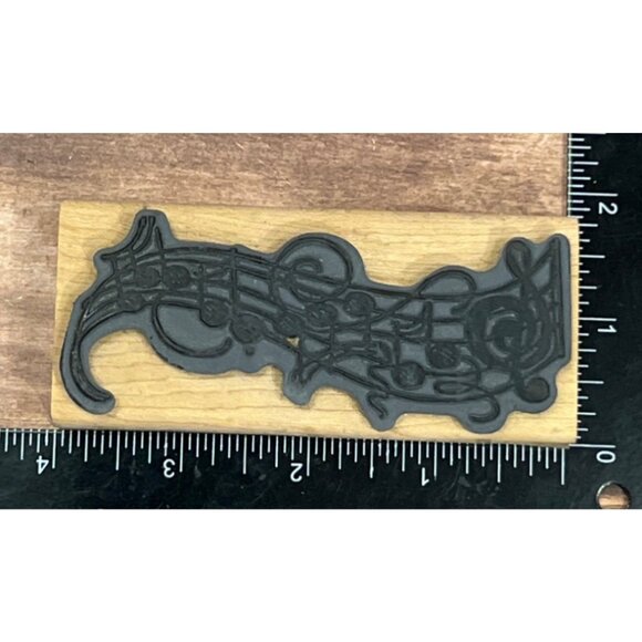 1998 STAMPENDOUS N070 WAVY MUSICAL NOTES WOOD MOUNTED RUBBER STAMP - Picture 4 of 4